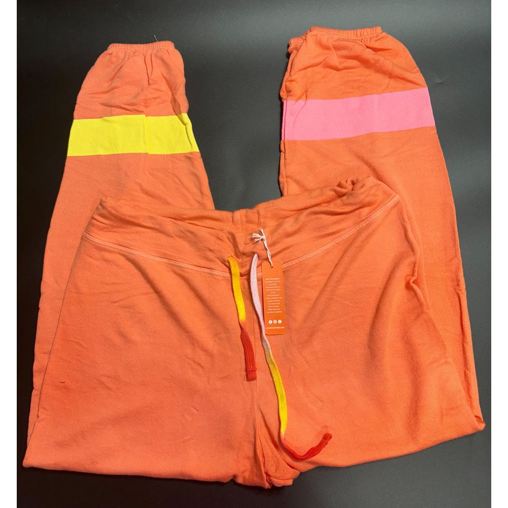 Sundry NWT Soft Orange Pink/Yellow Stripes Stripe Sweatpants Size 2/M MSRP $148 - Picture 2 of 5